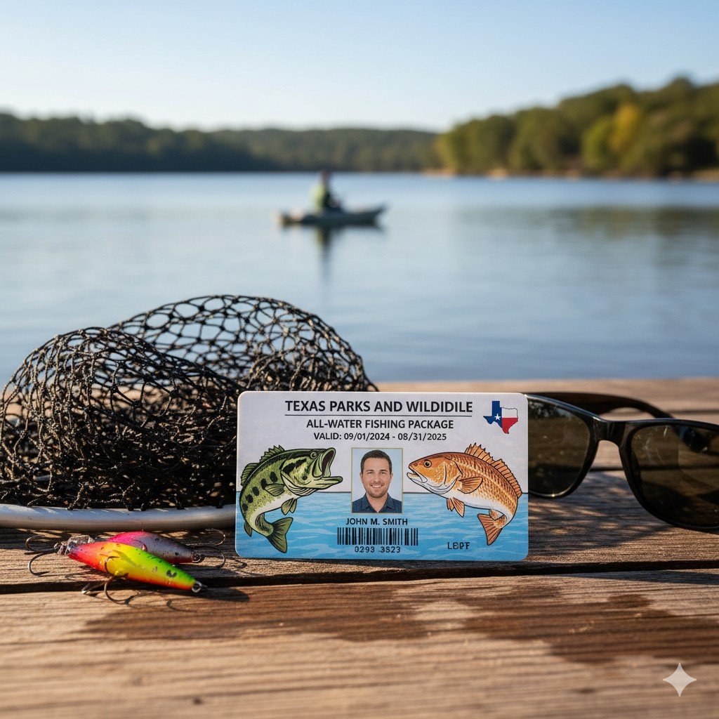 how much is it for a fishing license in TEXAS. an example of the license 