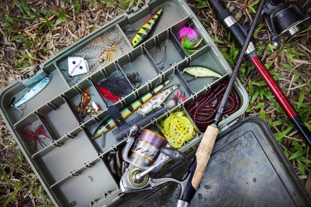 fishing gear and square tackle box gallery